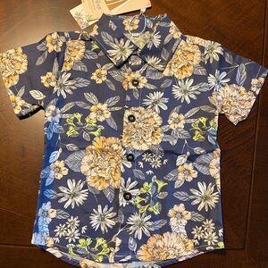 Floral Kids Shirt - Blue and Yellow